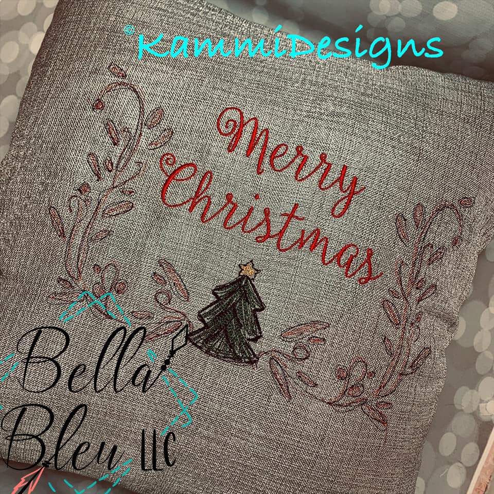 Christmas Tree Monogram Frame Scribble Sketchy