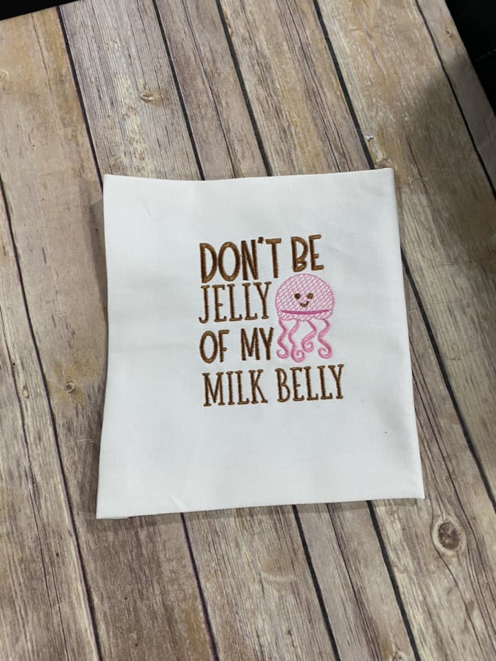 Don't be jelly of my milk belly Sketchy Jelly fish Baby Embroidery