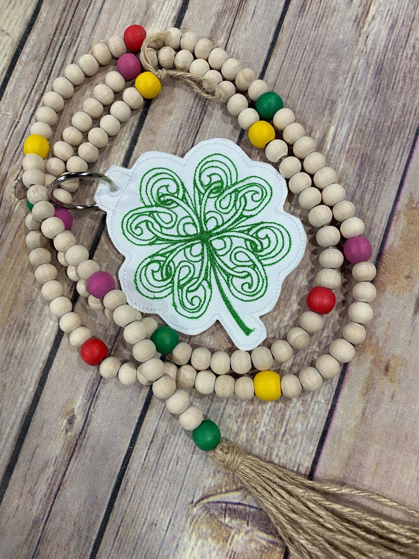 Clover St Patricks Day bean stitch Charm ITH