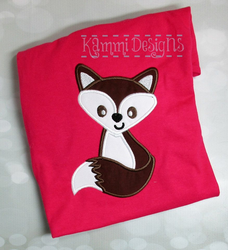 Fall Fox Applique Machine Embroidery Design 5x7