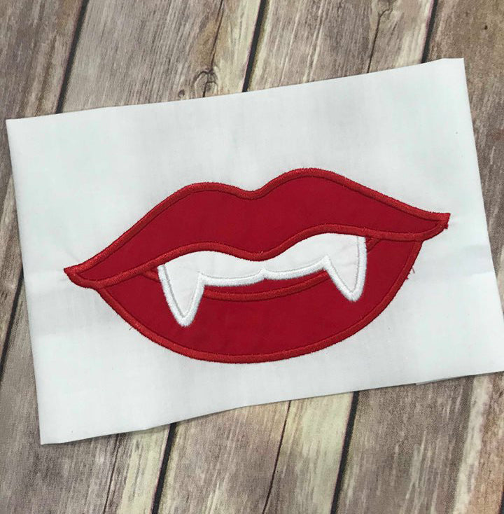 Halloween Vampire Teeth Lips machine applique embroidery design 5x7