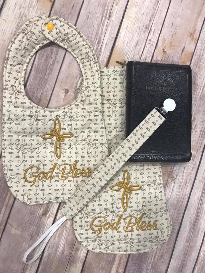ITH In The hoop Baby Bib with Cross Quilting Stipple Pattern Machine Embroidery Design 5 sizes