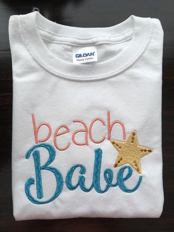 Beach Babe with starfish Machine Embroidery design