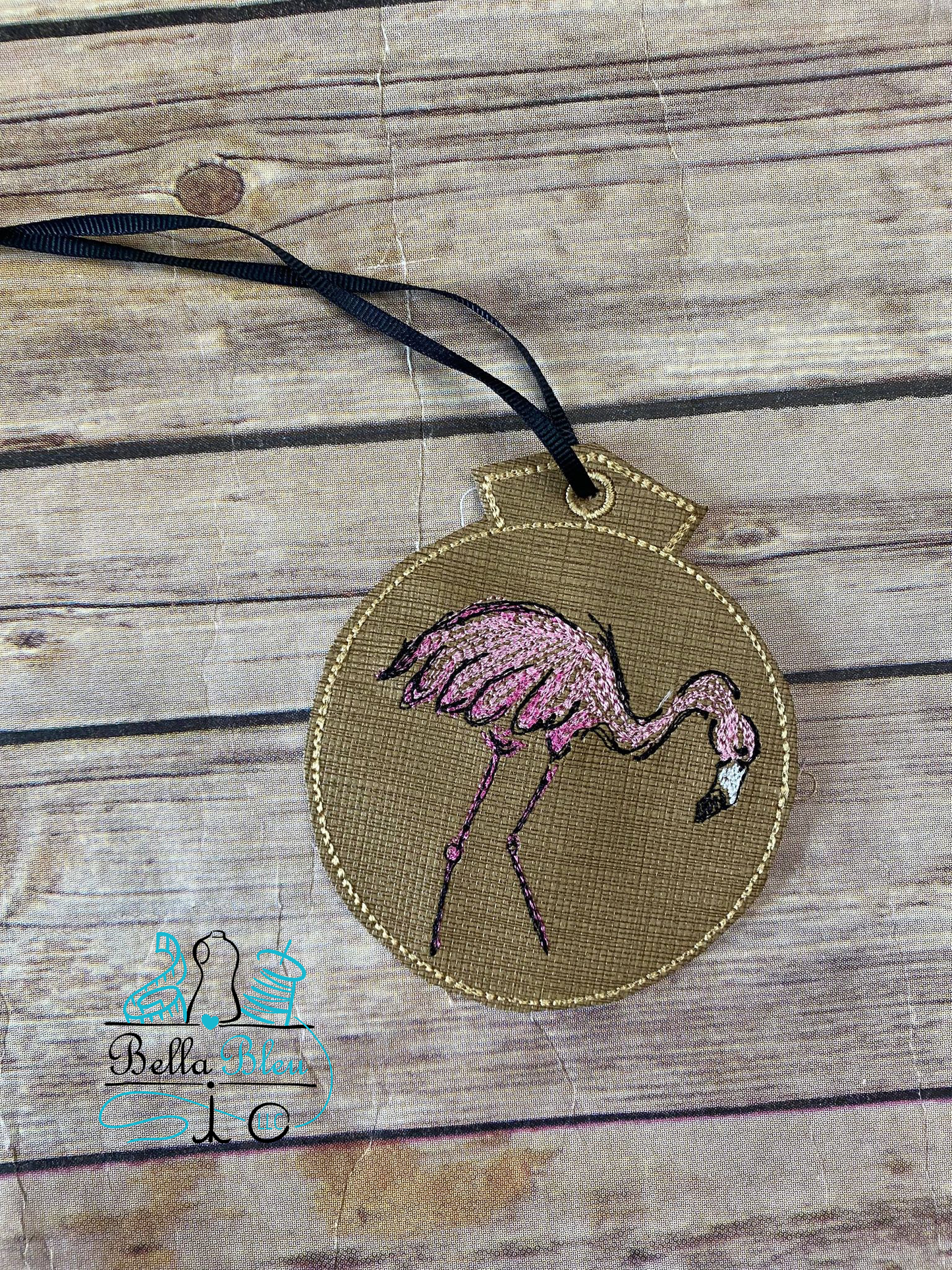Flamingo Set of 10 Scribble ITH Christmas Ornament