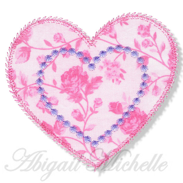 Candlewick Heart Applique Machine Embroidery