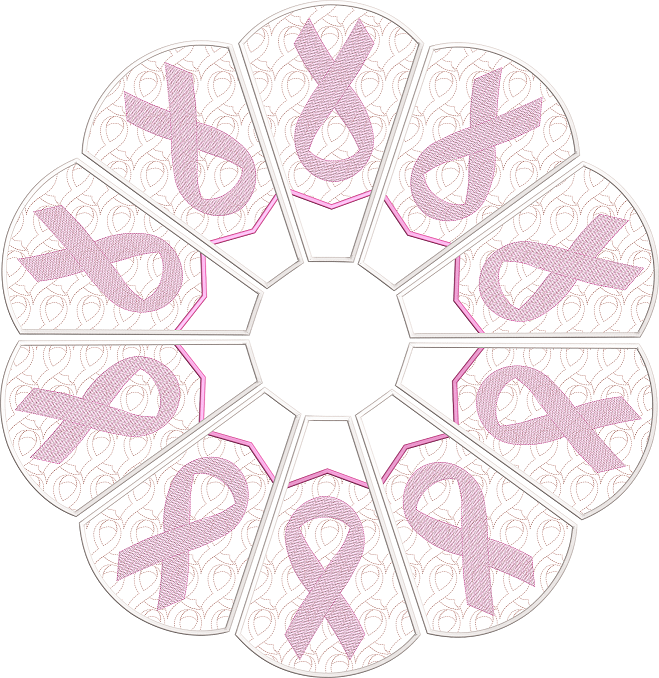 Awareness Ribbon Christmas Tree Skirt In The Hoop 8x12