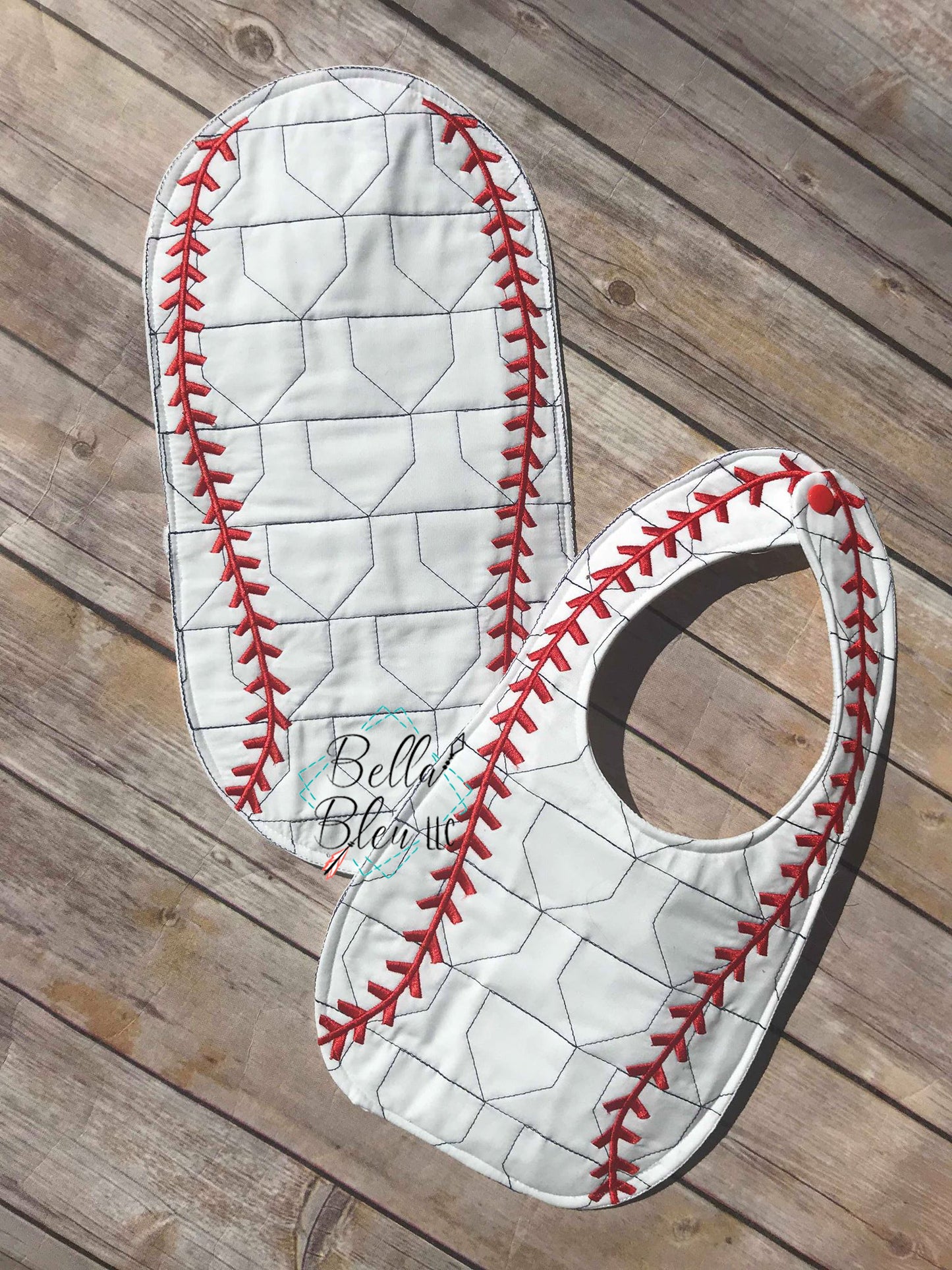 ITH In The hoop Baseball or Softball Burp with home plate stipple quilting machine embroidery design