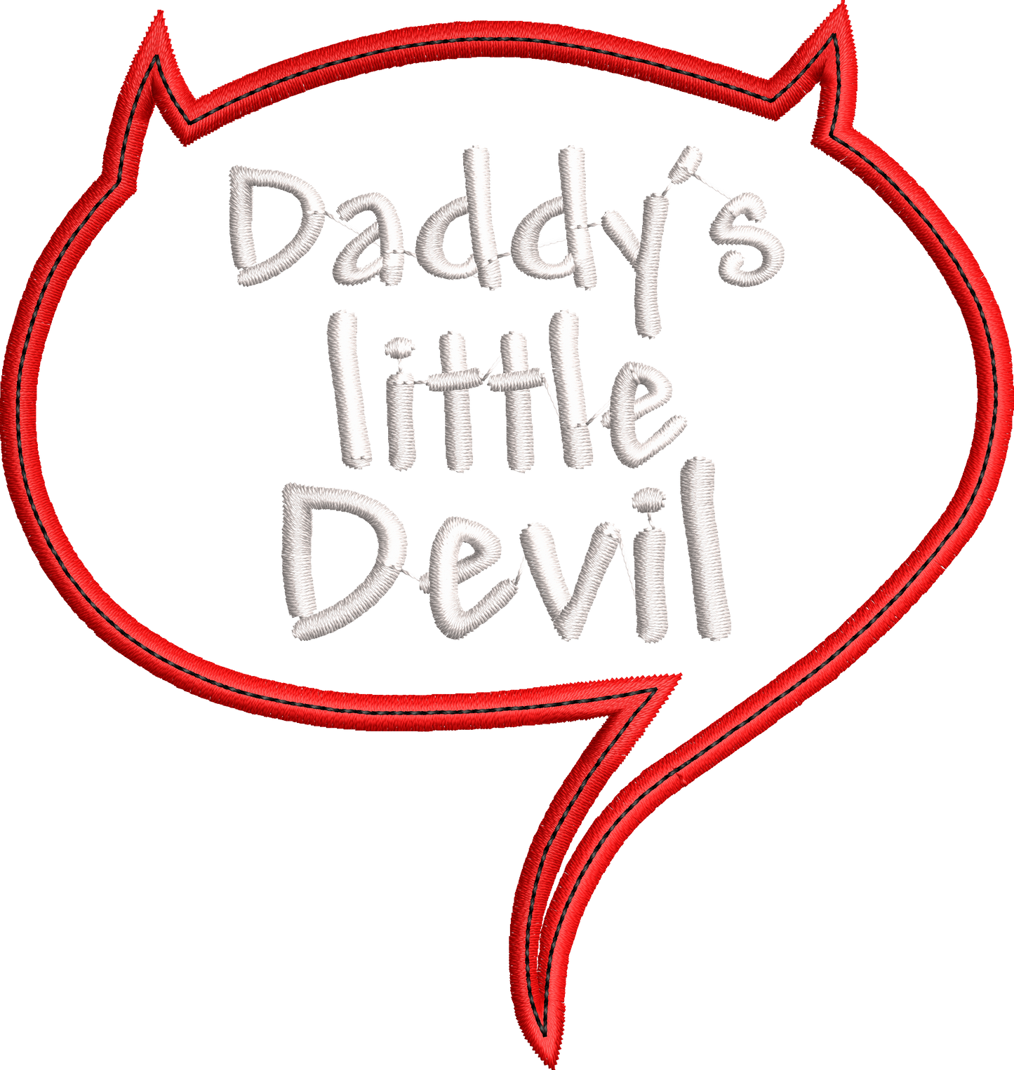 Daddy's Little Devil Speech Bubble Applique Embroidery Design Halloween