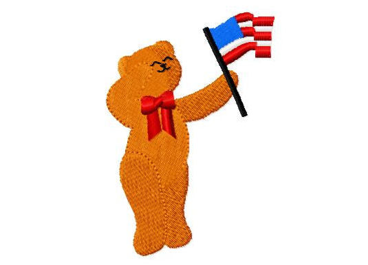 4th of July Bubbin Bear Machine Embroidery