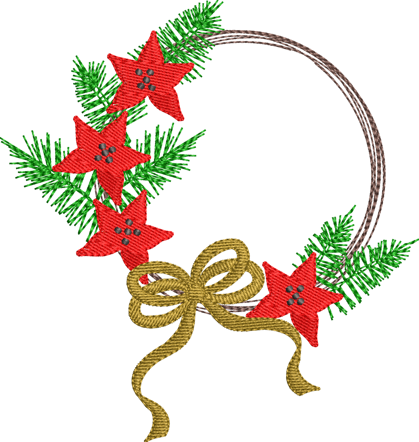 Poinsettia Wreath Monogram Frame Machine Embroidery Design