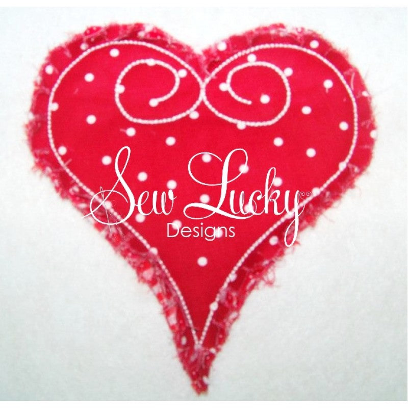 Raggy Heart bean stitch applique