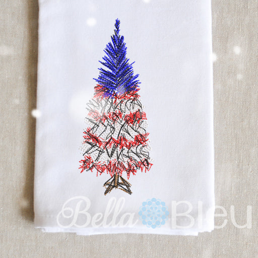 American Flag Christmas Tree Scribble Sketchy