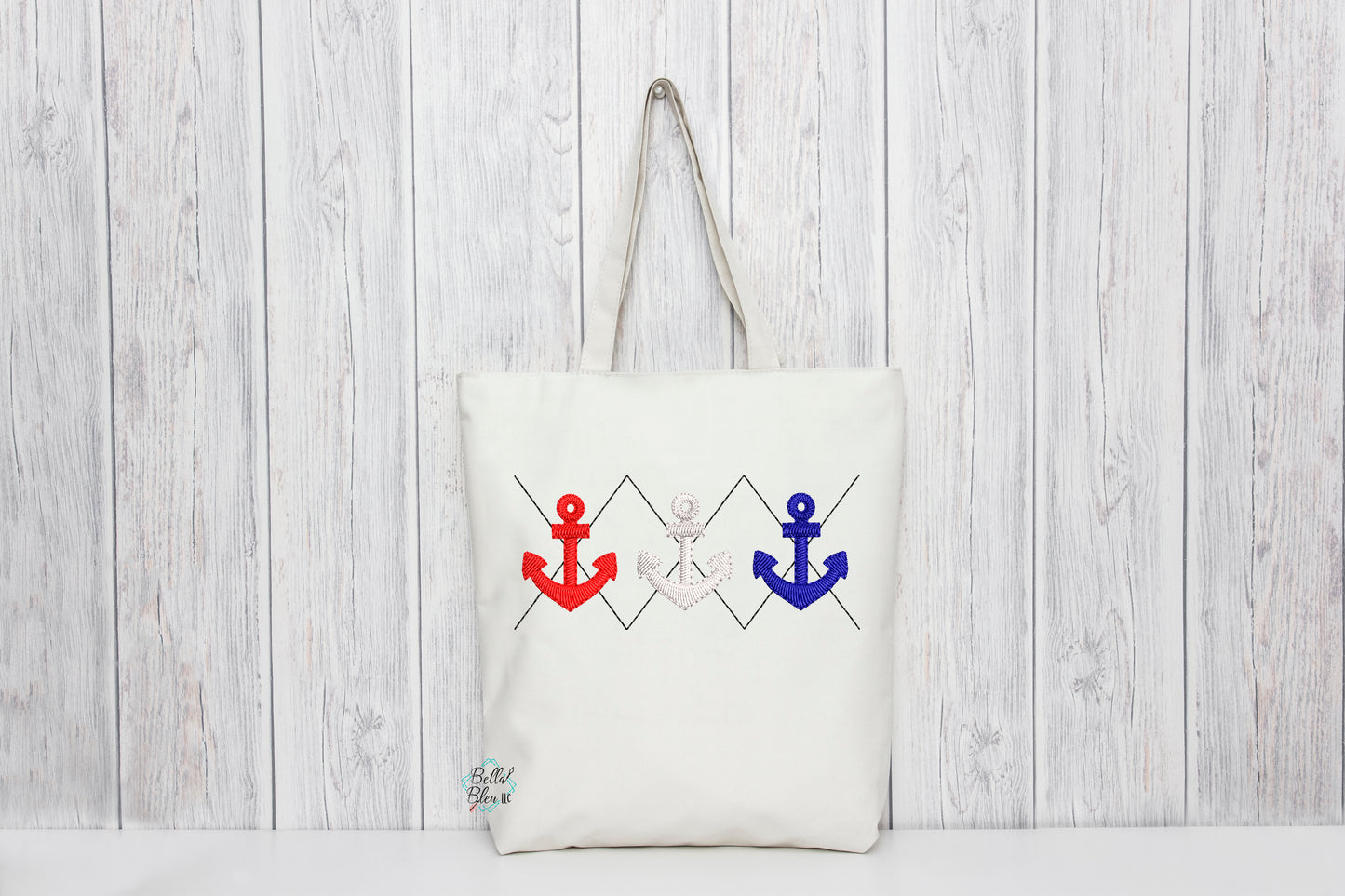 Nautical Argyle Anchor Machine Embroidery design