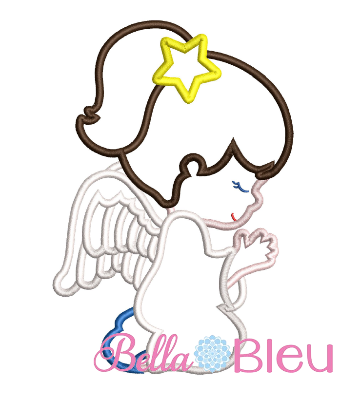 Praying Angel Applique Machine Embroidery Design Religious