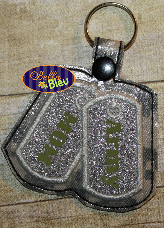 ITH in the hoop Army Armed Forces Key Fob Luggage Tag Keychain machine embroidery