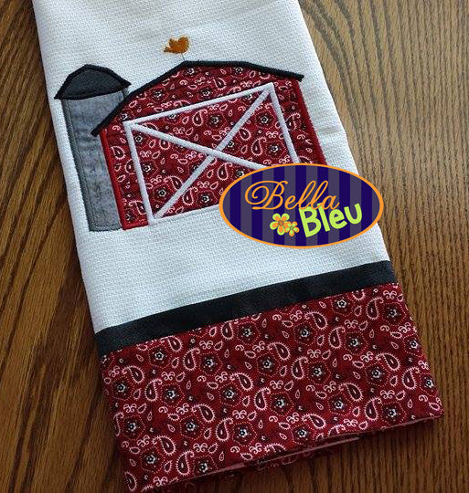 Applique Barn with Silo farm Applique Embroidery Design