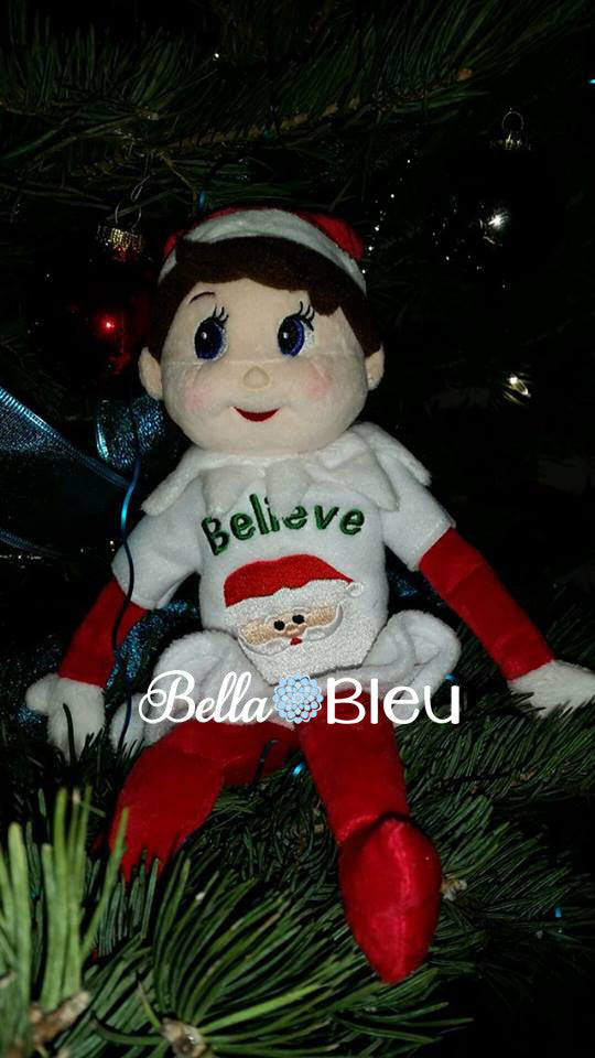ITH Plush Elf Believe in Santa Sweater Elf Sweater, Machine Embroidery Design