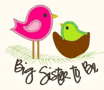 Big Sister to Be Bird Applique