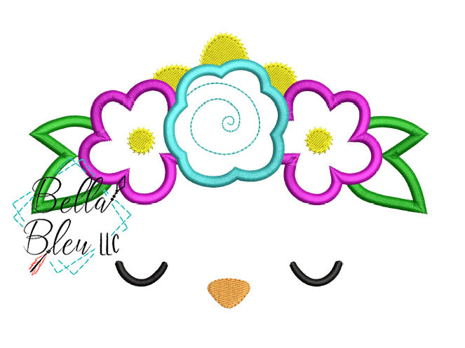 Easter Baby Chick with Floral headband Applique Embroidery Design