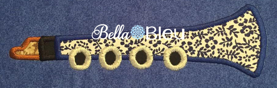 Clarinet Musical Music Instrument Marching Band Machine Embroidery applique design