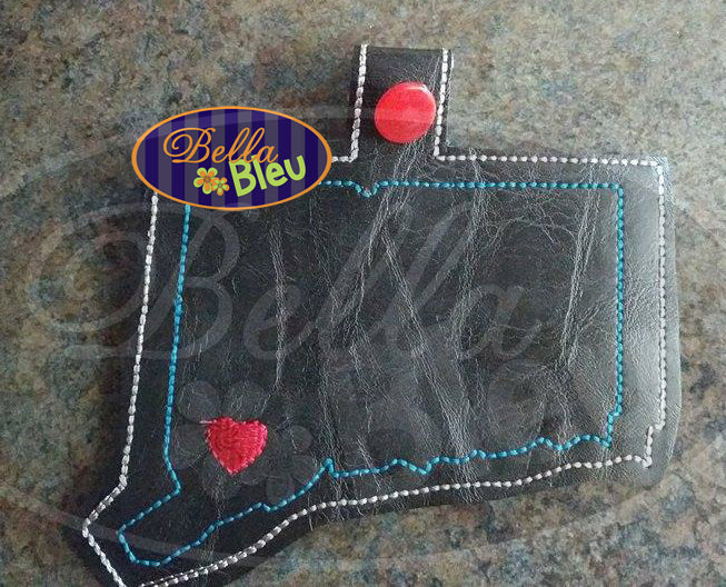 ITH In the hoop State of Connecticut key fob luggage tag machine embroidery design