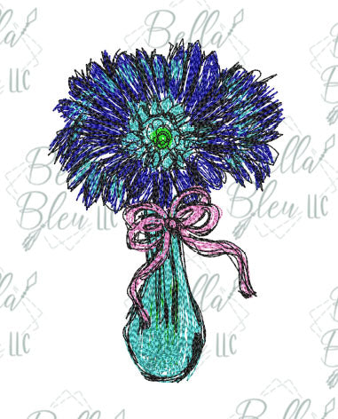 Daisy Vase Flower Scribble