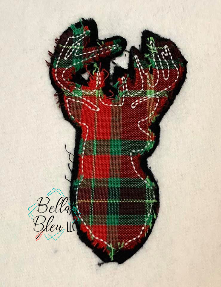 Raggy Deer head hunting bean stitch applique