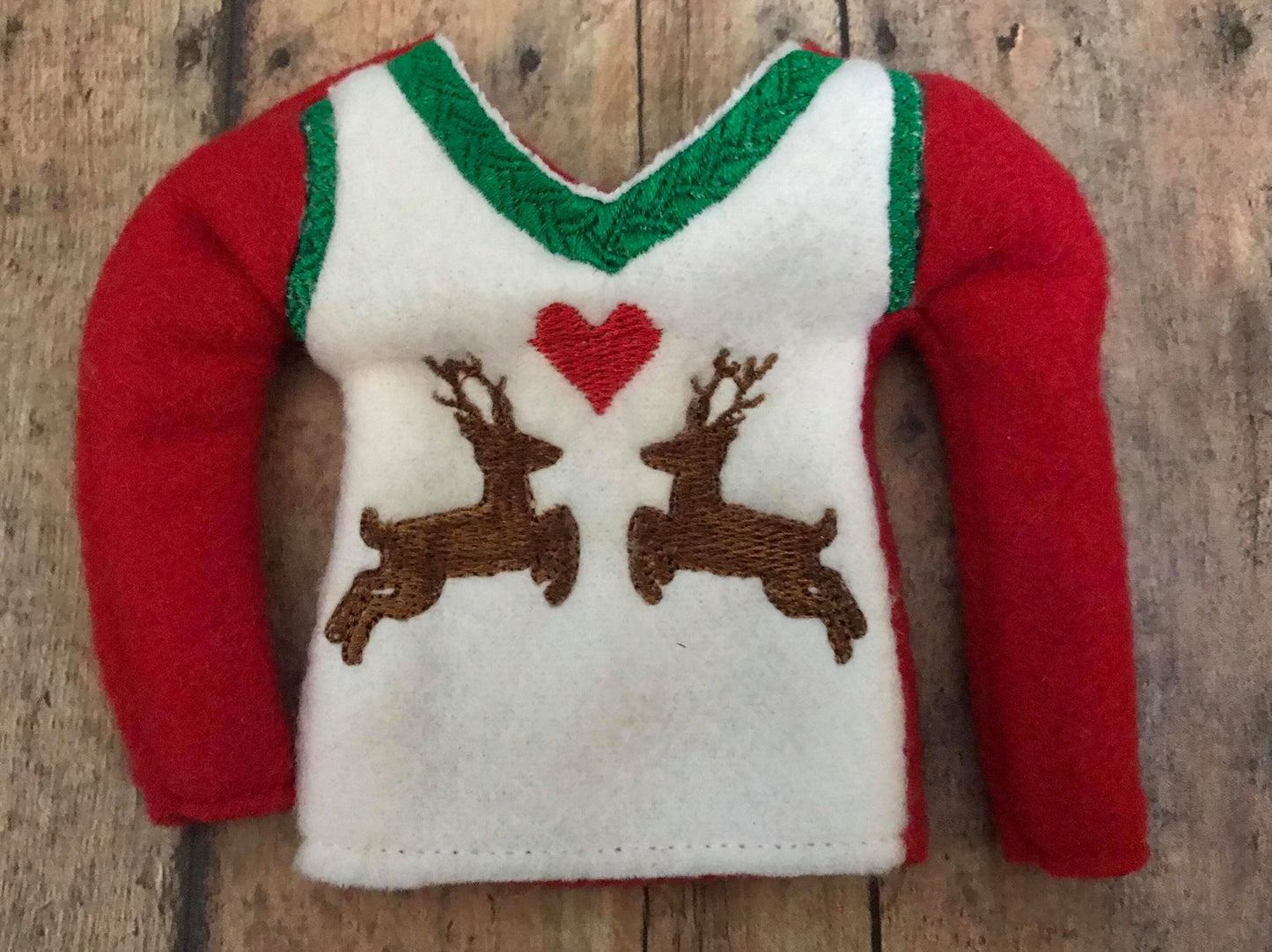 Ugly Sweater Christmas Deer Elf Sweater In the hoop ith embroidery design