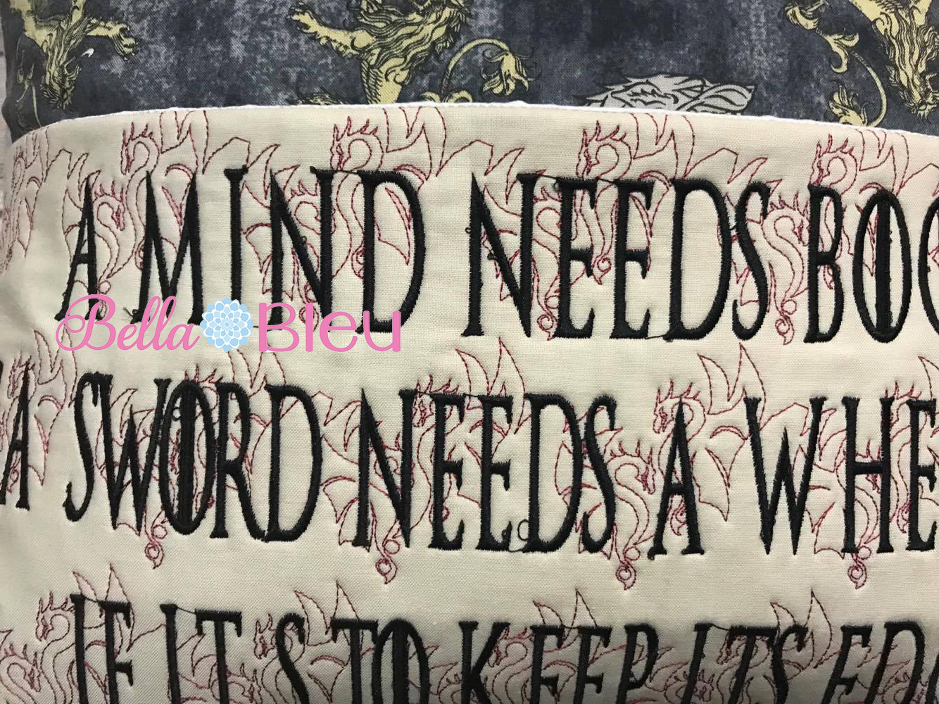Inspired Game of Thrones 6x10 hoop Motif Dragon with Reading Book Saying Machine Embroidery design