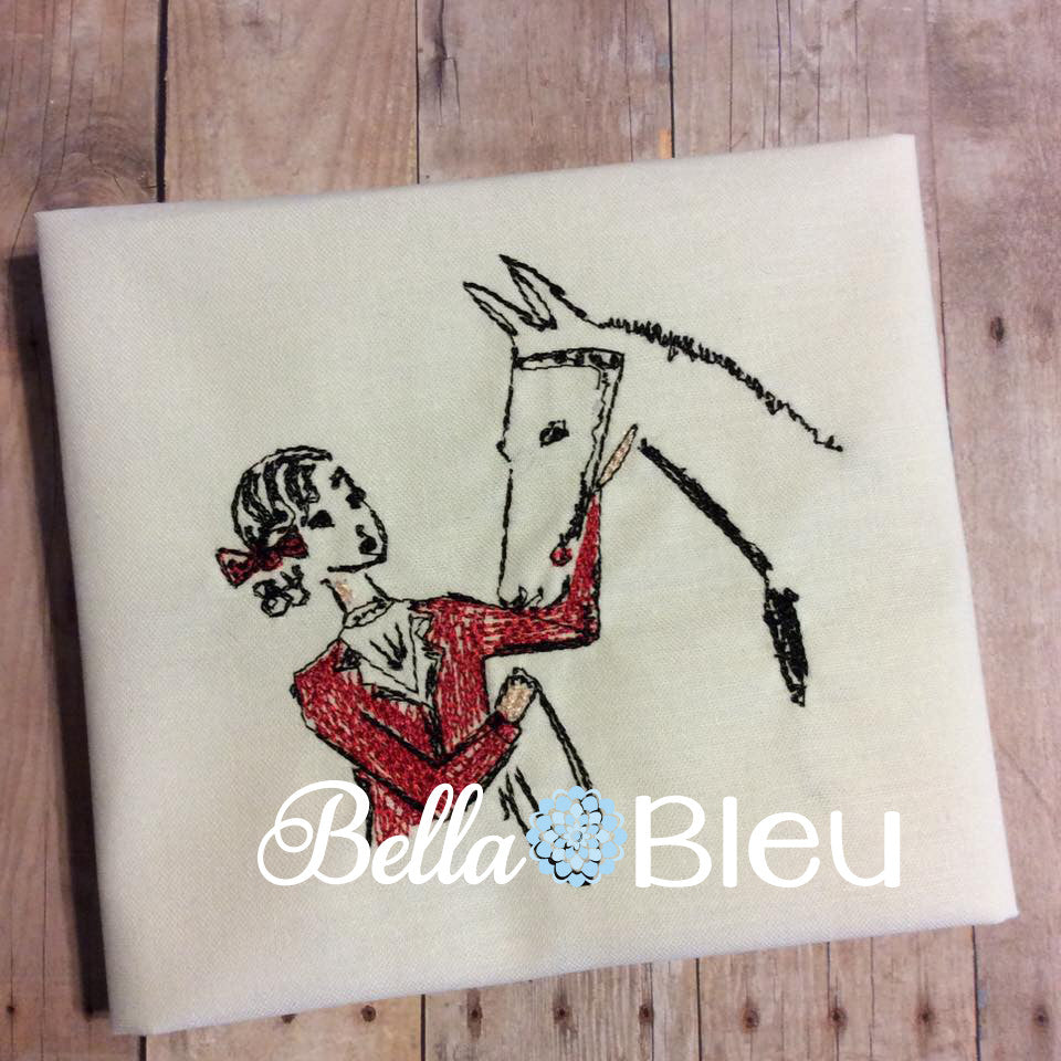Retro English Riding Lady and her Horse Equestrian