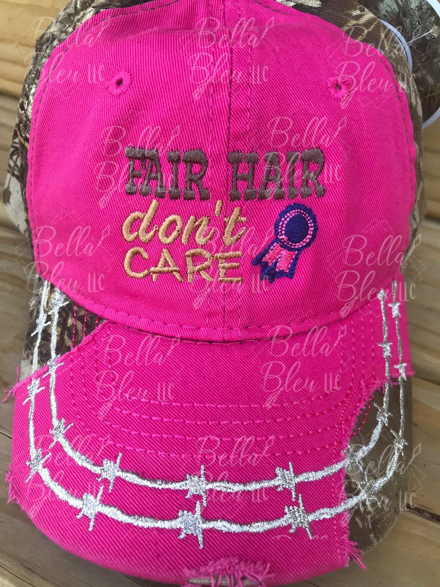 Fair hair don't care baseball hat design