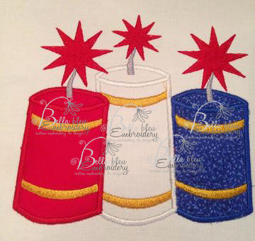 Snap Crackle and Pop Fourth 4th of July Fireworks Applique Embroidery Design Monogram