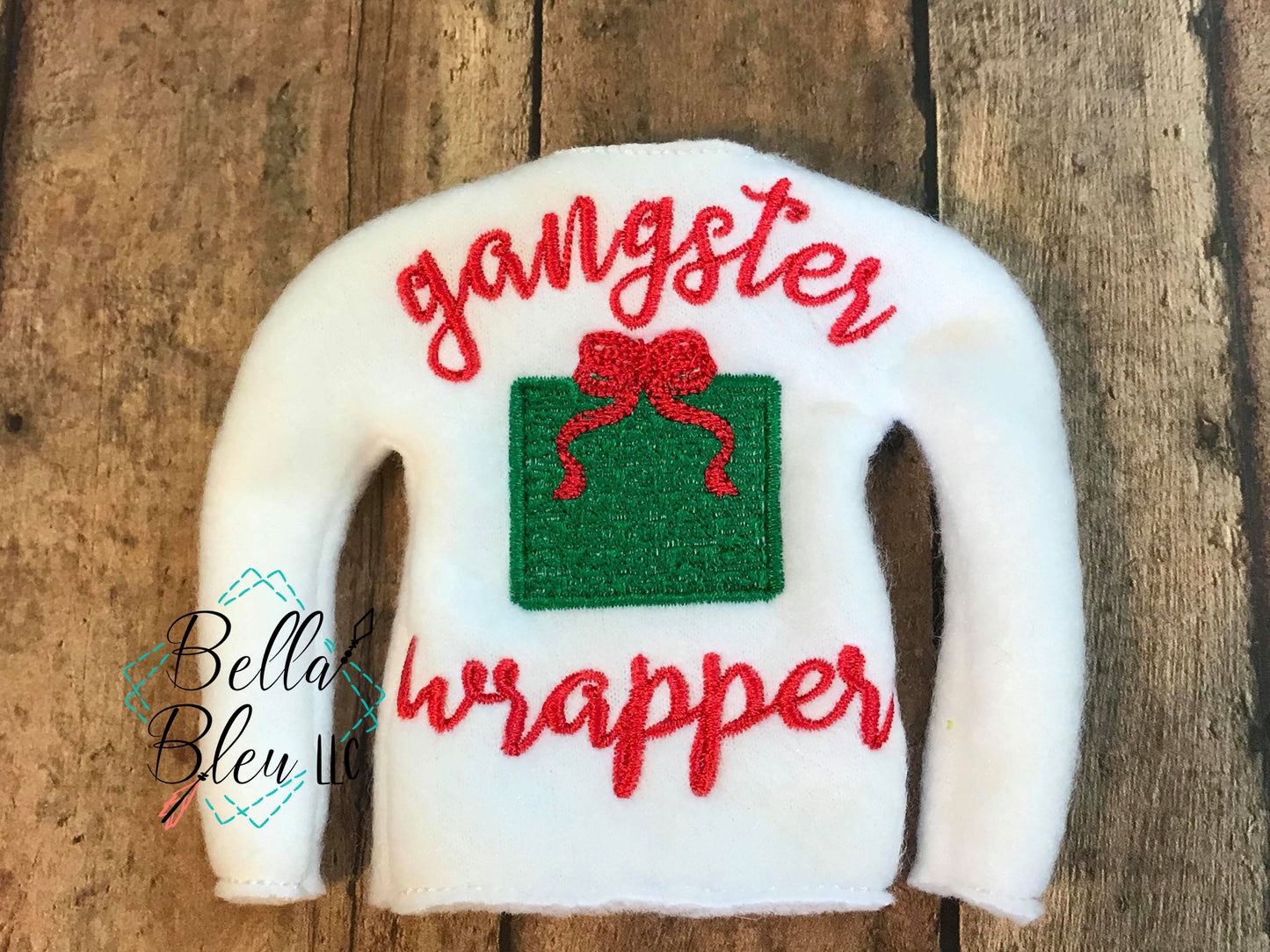 ITH Elf "Christmas Gangster Wrapper" Sweater Shirt machine embroidery design