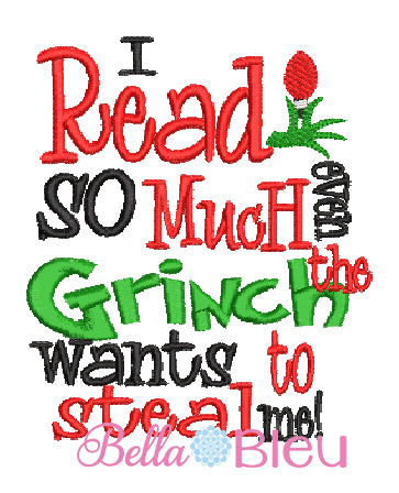 Inspired Grinch Christmas Reading Pillow Machine Embroidery Design