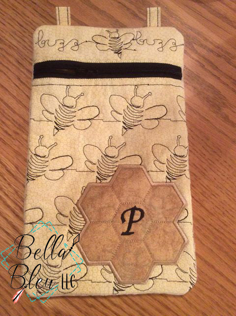 ITH Bee Honeycomb Purse Stipple Quilting Stitch zipper bag