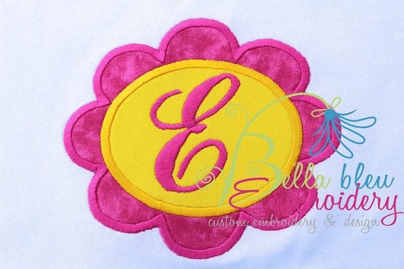 Floral Flower Monogram Frame Machine Applique Embroidery Design