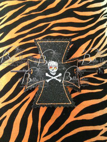 ITH In the hoop Iron Cross Barrette slider Machine Embroidery Design