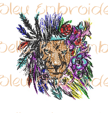 Lion Floral Scribble design