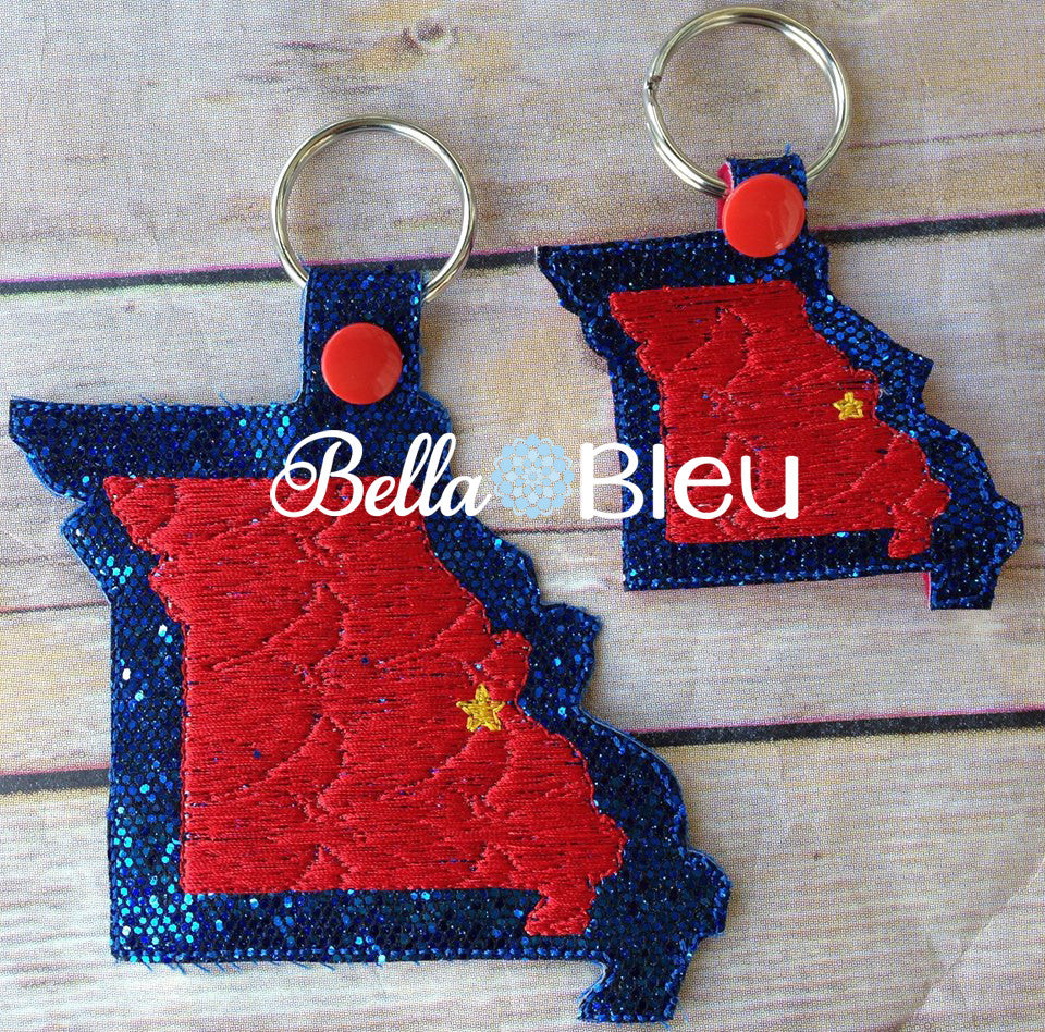 ITH in the hoop Cardinals Missouri State Key Luggage Tag Fob Keychain machine embroidery
