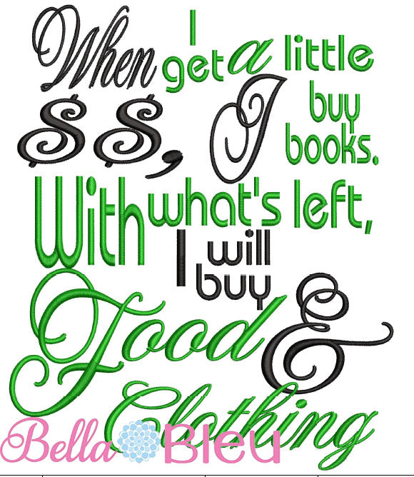 When I get a little money reading pillow book saying embroidery design