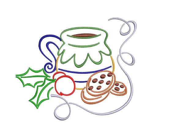 Christmas Milk Pitcher and Cookies Machine Embroidery Design