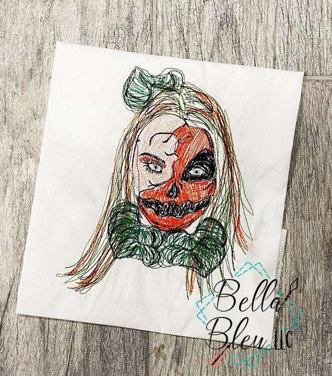 Halloween Pumpkin Lady Scribble Sketchy