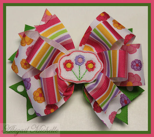 Spring Flowers Feltie Clippie and Bow Center ITH