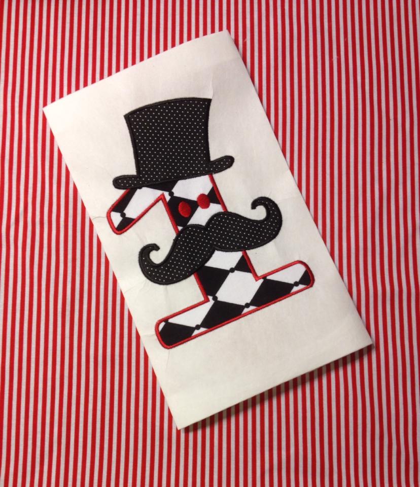 KRD Birthday Mustache Applique Set 1-4