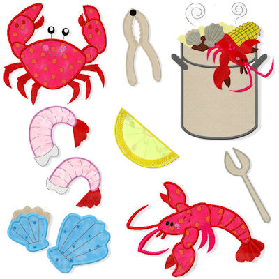 Clam Bake Applique Set 3 sizes