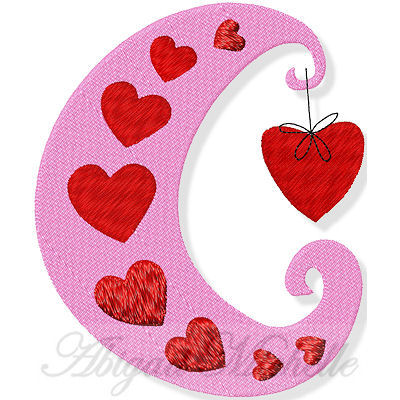 Heart Moon Filled Embroidery Design
