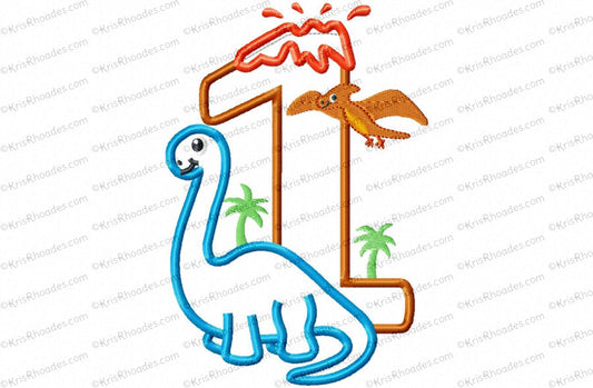 KRD Birthday Dinosaur Applique Set 1-7