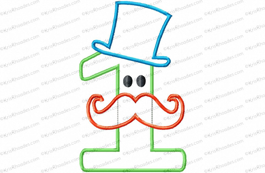 KRD Birthday Mustache Applique Set 1-4