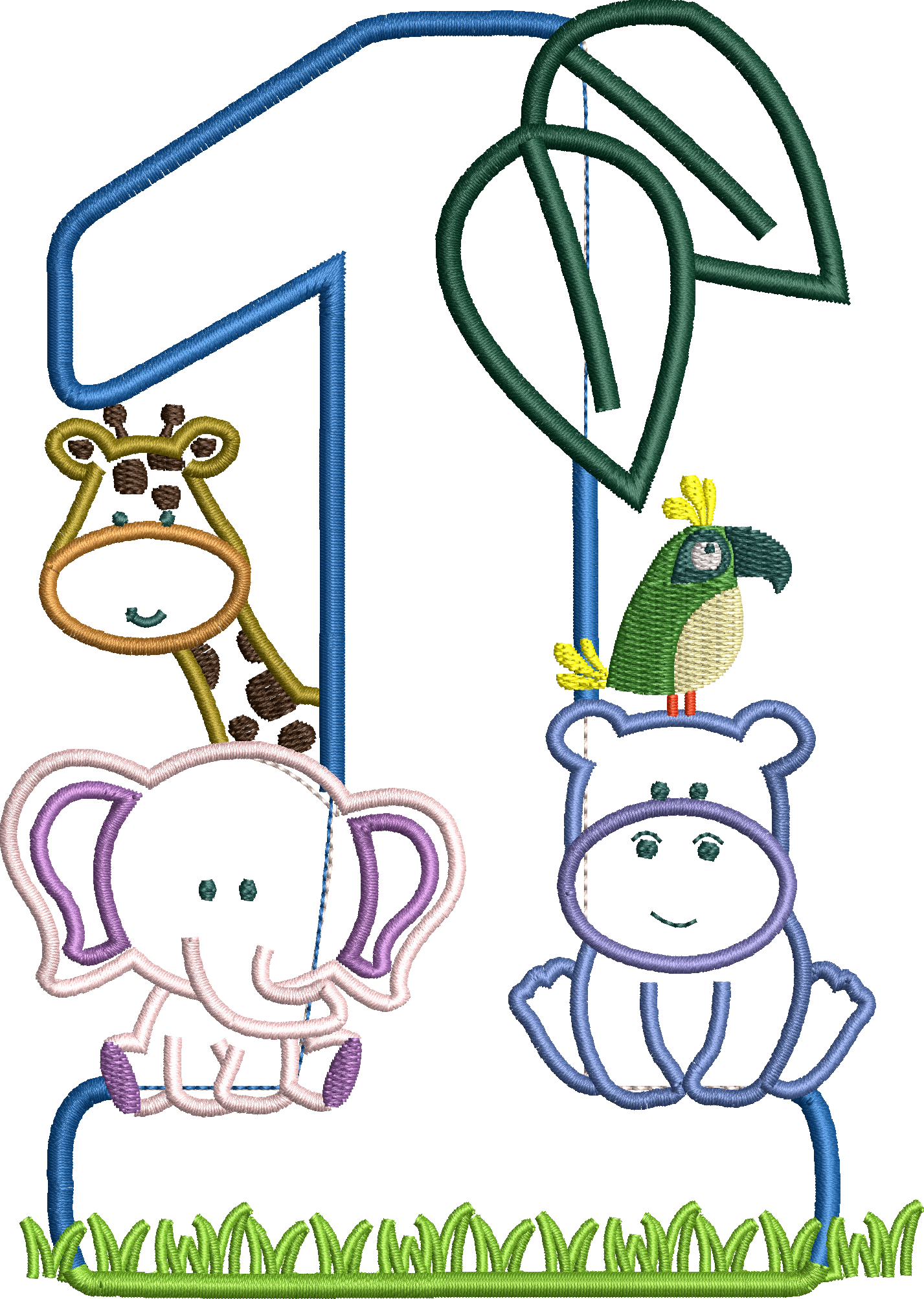 KRD Jungle Safari Zoo Birthday Applique Set