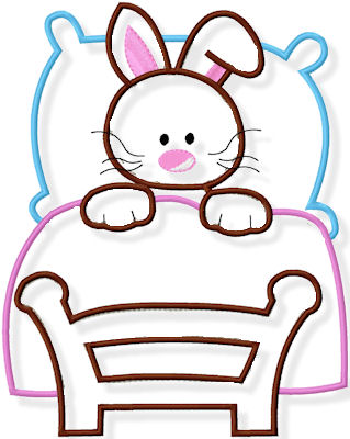 Bunny sleeping in bed applique
